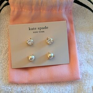 Kate Spade Kids Gold and Pearl Earrings Set